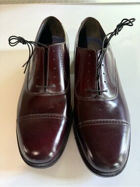New Bostonian Men's Leather Cap Toe Oxford Dress Shoes Burgundy Size 13